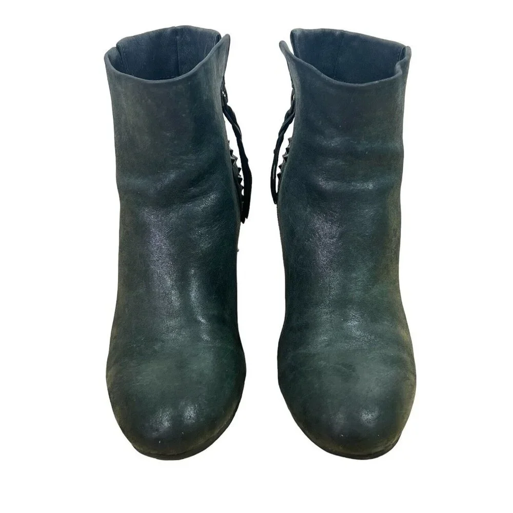 Gentle Souls Fierce black green stud heeled ankle booties womens 6 1/2M - Picture 5 of 10